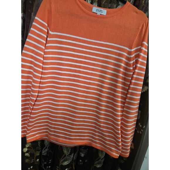 Pura Cashmere Striped Sweater Size Medium - Picture 6 of 12